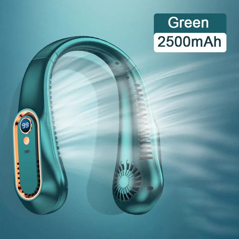 Ventilateur de Cou Suspendu | Affichage Numérique | Sans Lame USB Rechargeable | Mini Refroidisseur Portable