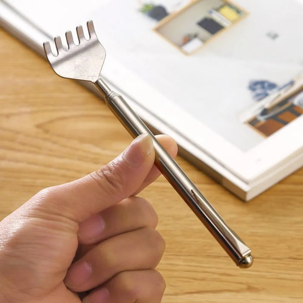 Gratte-Dos Télescopique Argenté | Extensible Acier Inoxydable | Portable Hommes Femmes | Cadeau Pratique