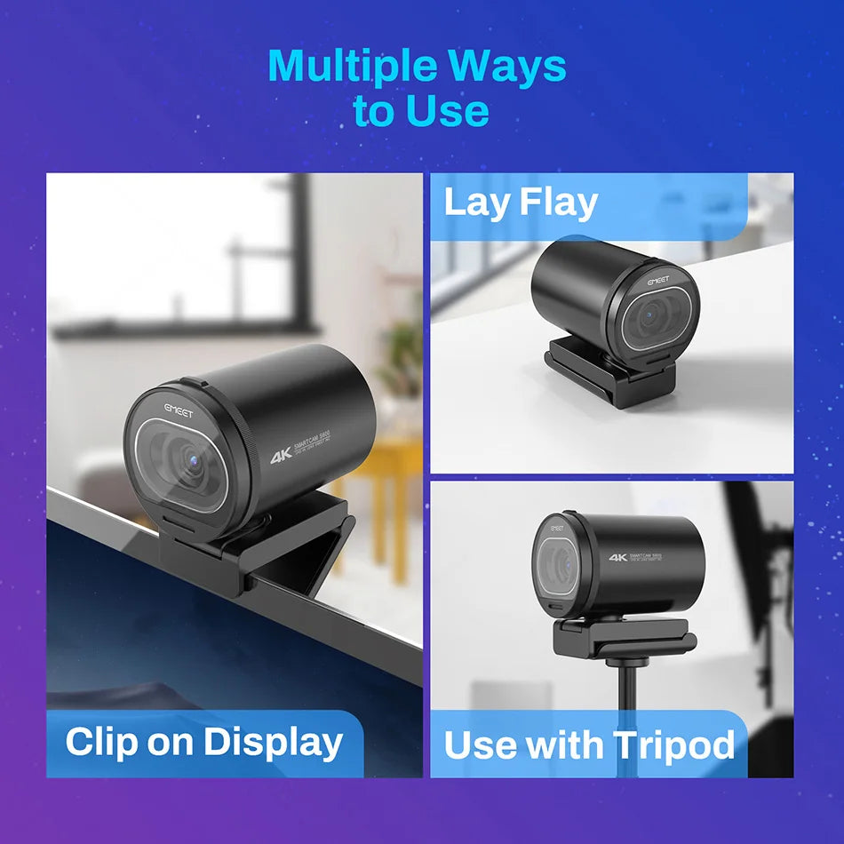 Webcam 4K S600 eMeet | Caméra USB Autofocus Microphone