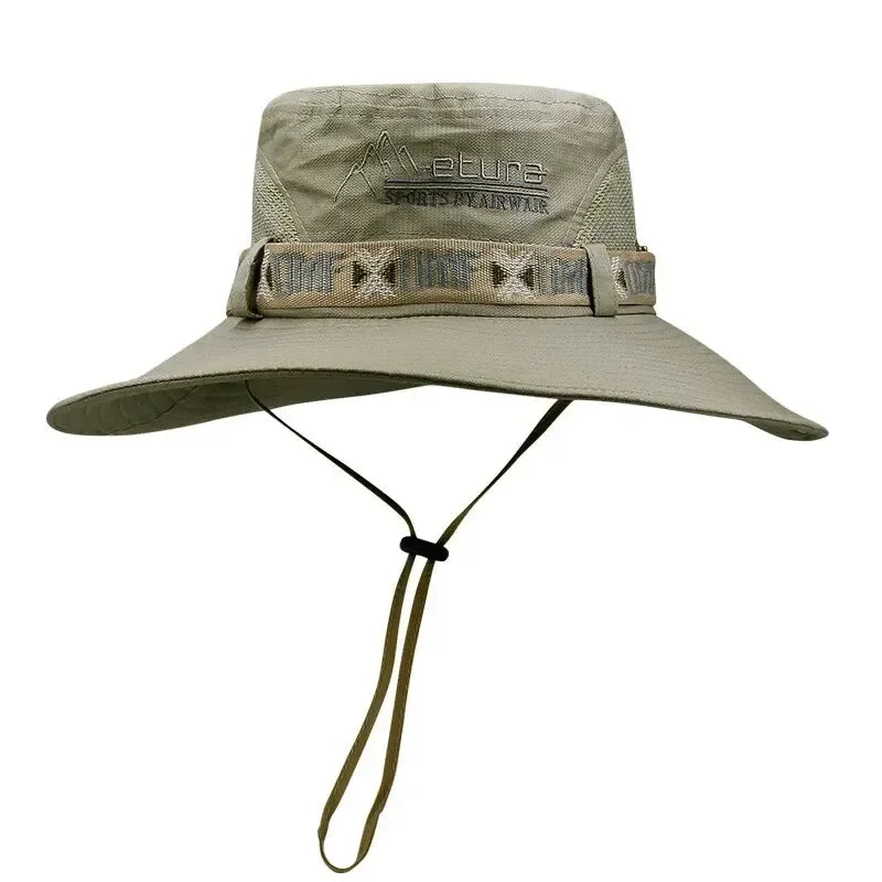 Chapeau Seau Été Hommes | Protection UV Large Bord | Panama Safari Chasse Randonnée | Pêcheur Maille Plage