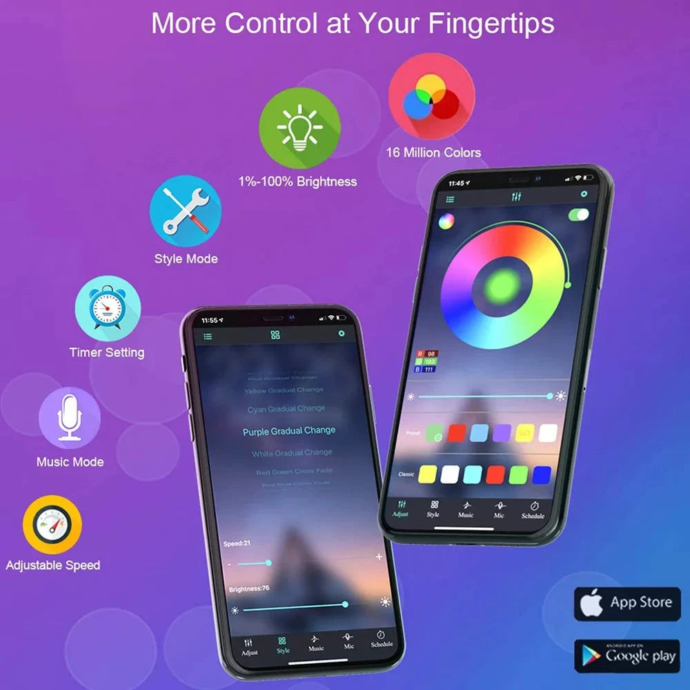 Bande LED Bluetooth SMD 5050 - Ruban Lumineux Connecté Smartphone