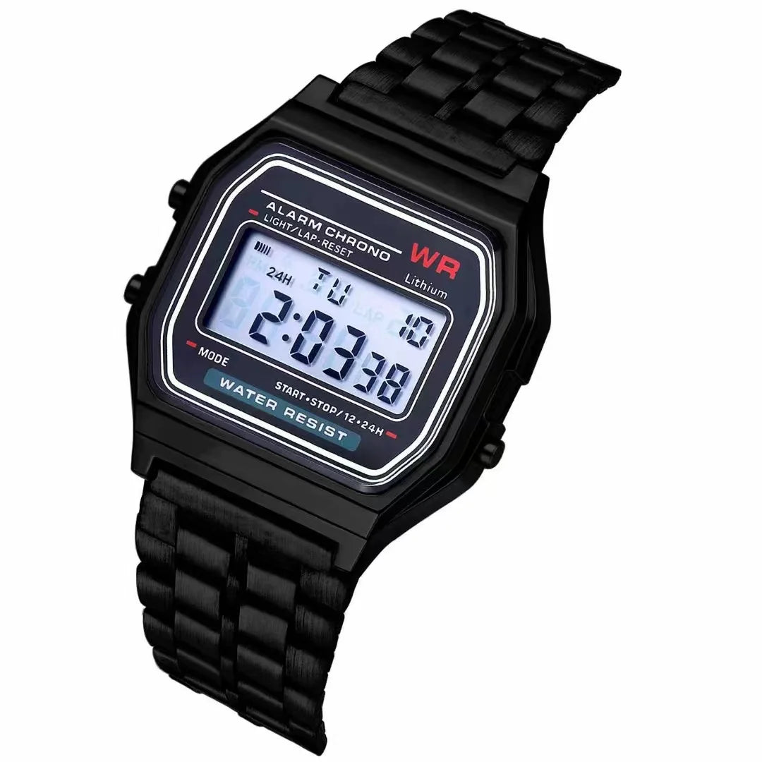 Montre Digitale F91W Bracelet Acier - LED Sport Business Homme Femme