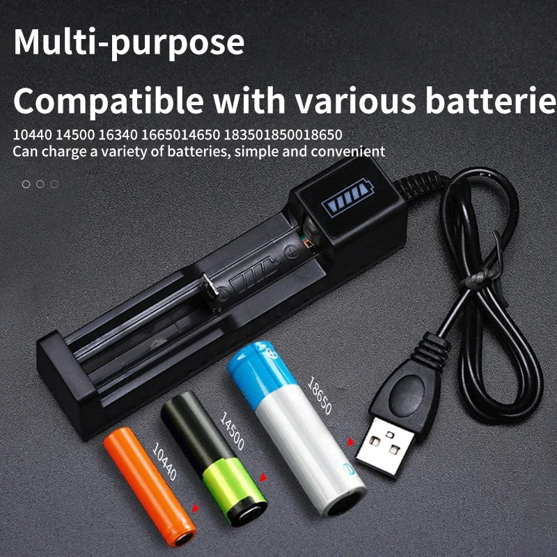 Chargeur de Batterie 18650 USB | 1/2/4 Emplacements | Compatible 16340 14500 | Batterie Lithium 3.7V Rechargeable