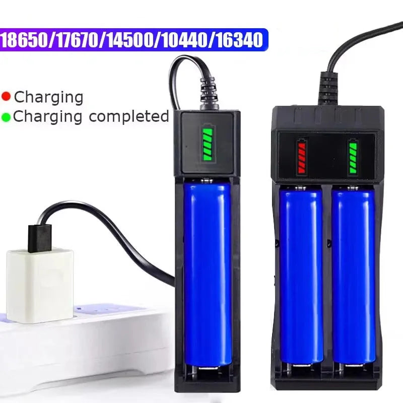 Chargeur de Batterie 18650 USB | 1/2/4 Emplacements | Compatible 16340 14500 | Batterie Lithium 3.7V Rechargeable