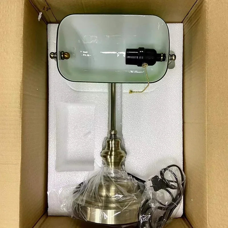 Lampe de Bureau Banquier en Verre | Interrupteur Glissière | Lampe Table Chambre Restaurant Bibliothèque