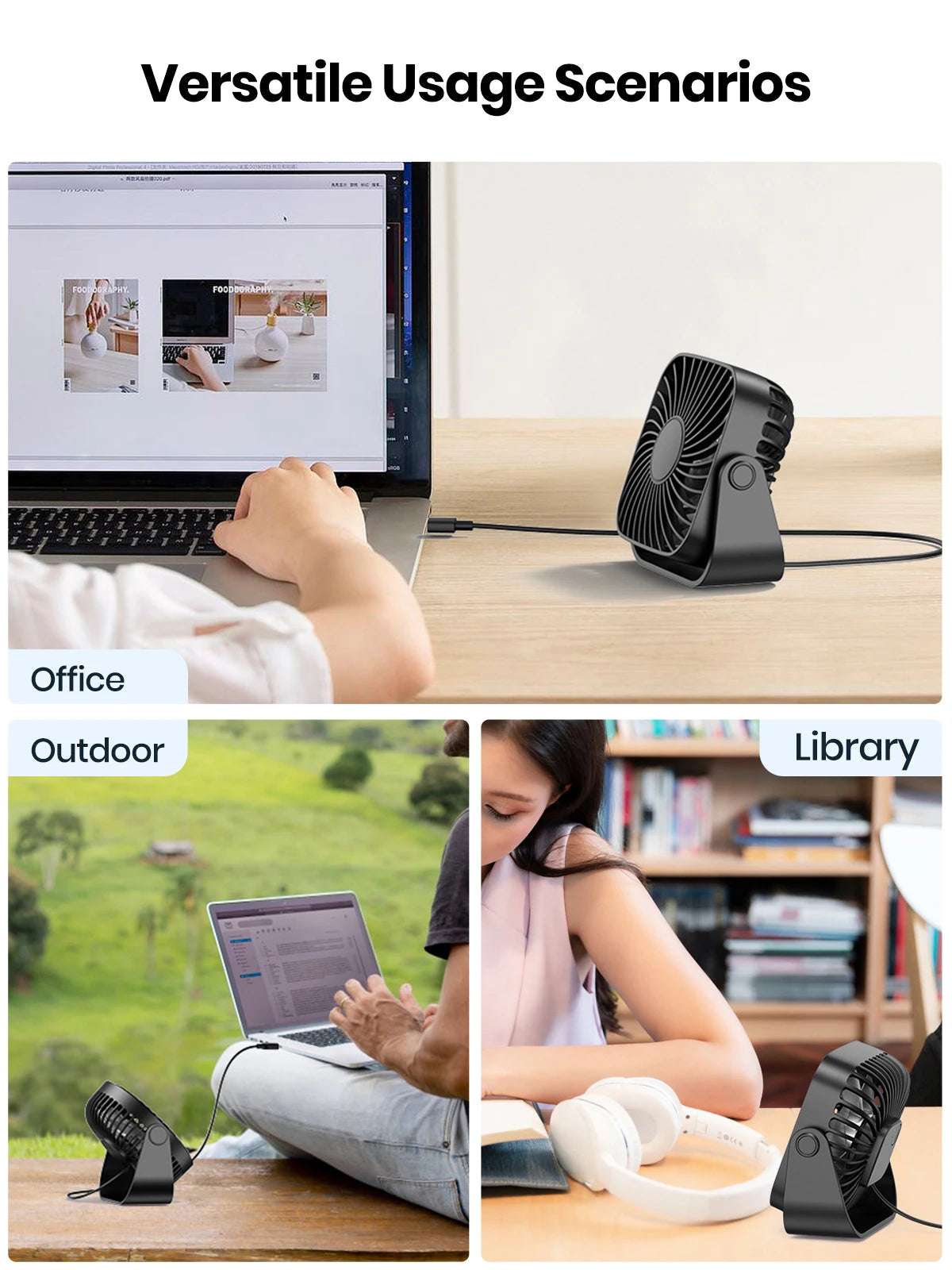 Mini Ventilateur Portable USB | 3 Vitesses | 360° Réglage