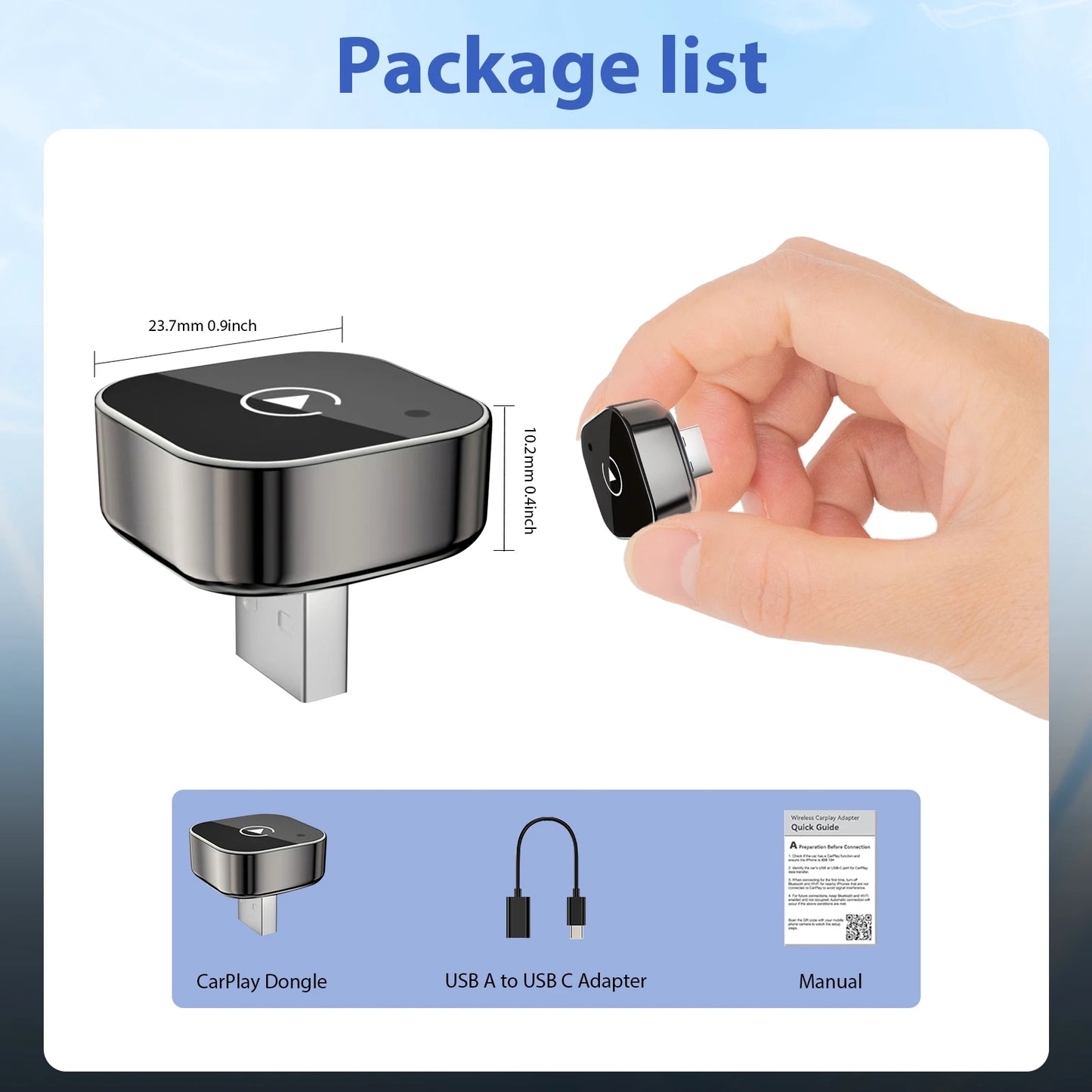 Adaptateur CarPlay Sans Fil 2-en-1 - Android Auto WiFi 5GHz USB-C/USB