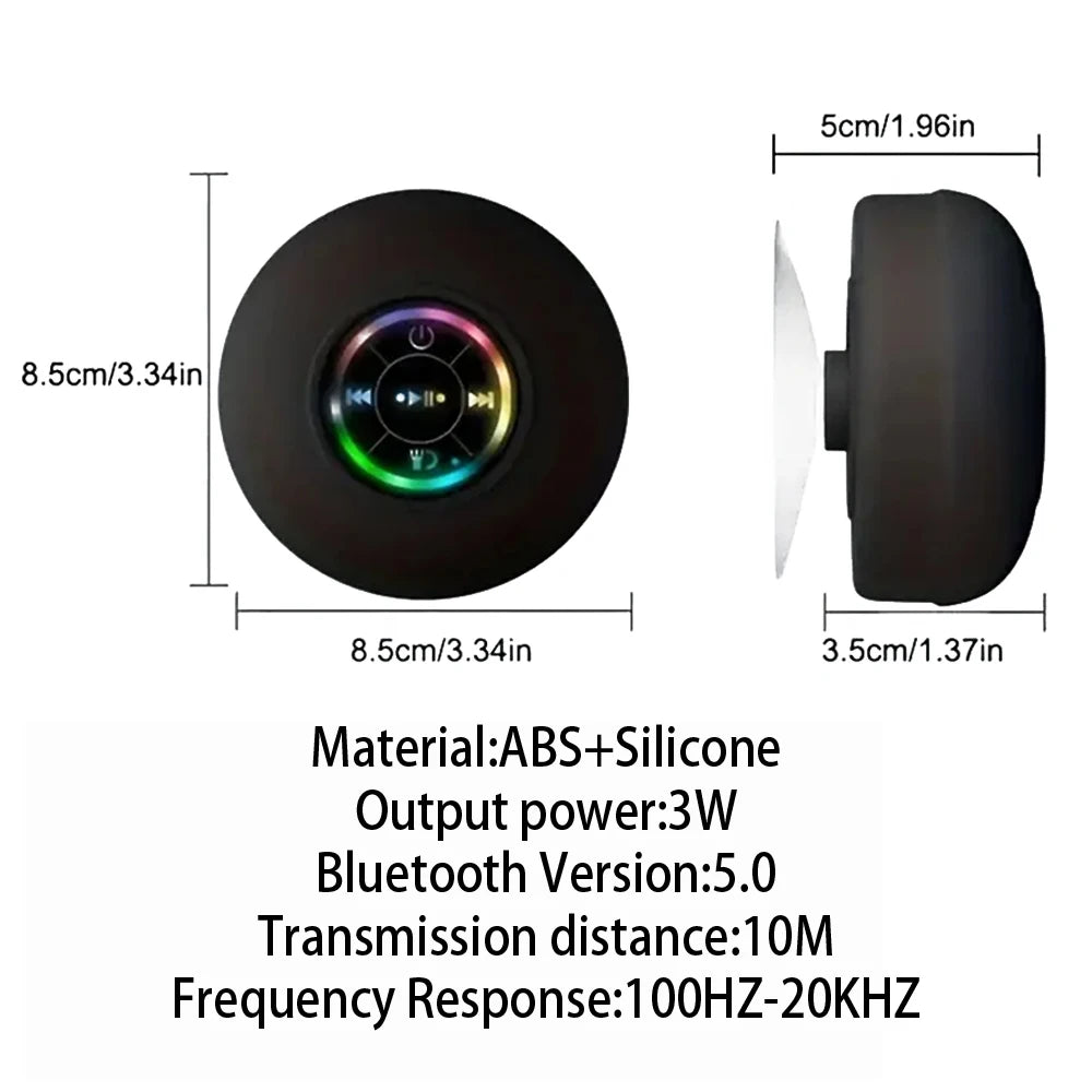 Haut-parleur Bluetooth portable sans fil | LED | Étanche | Ventouse | Mini boîte de son stéréo