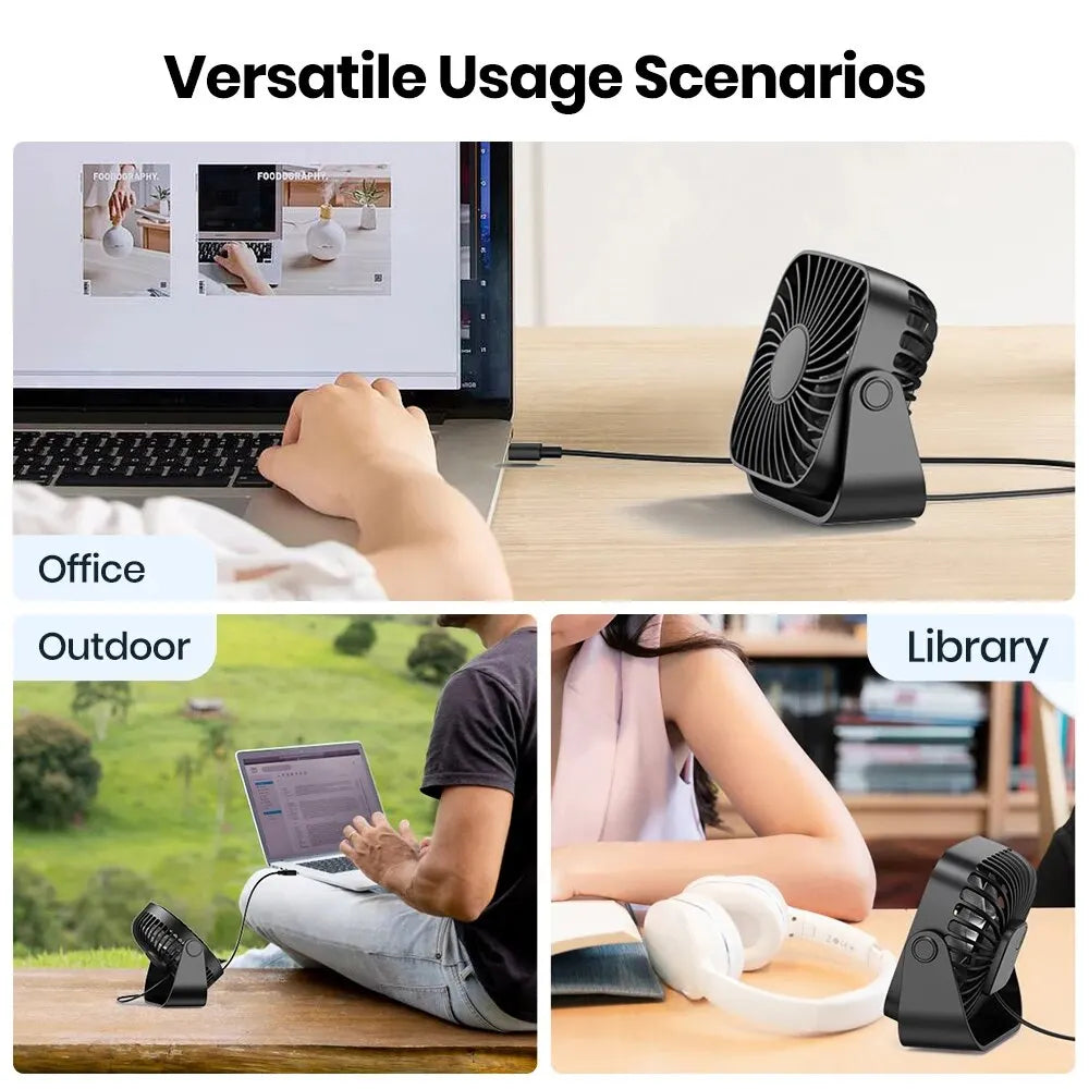 Mini Ventilateur Portable USB | 3 Vitesses | 360° Réglage