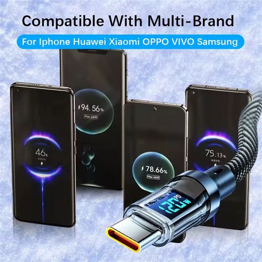 Câble USB Type-C 120W Charge Rapide LED | Compatible Huawei Oppo