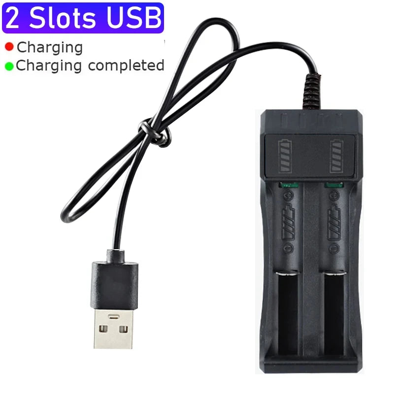 Chargeur de Batterie 18650 USB | 1/2/4 Emplacements | Compatible 16340 14500 | Batterie Lithium 3.7V Rechargeable
