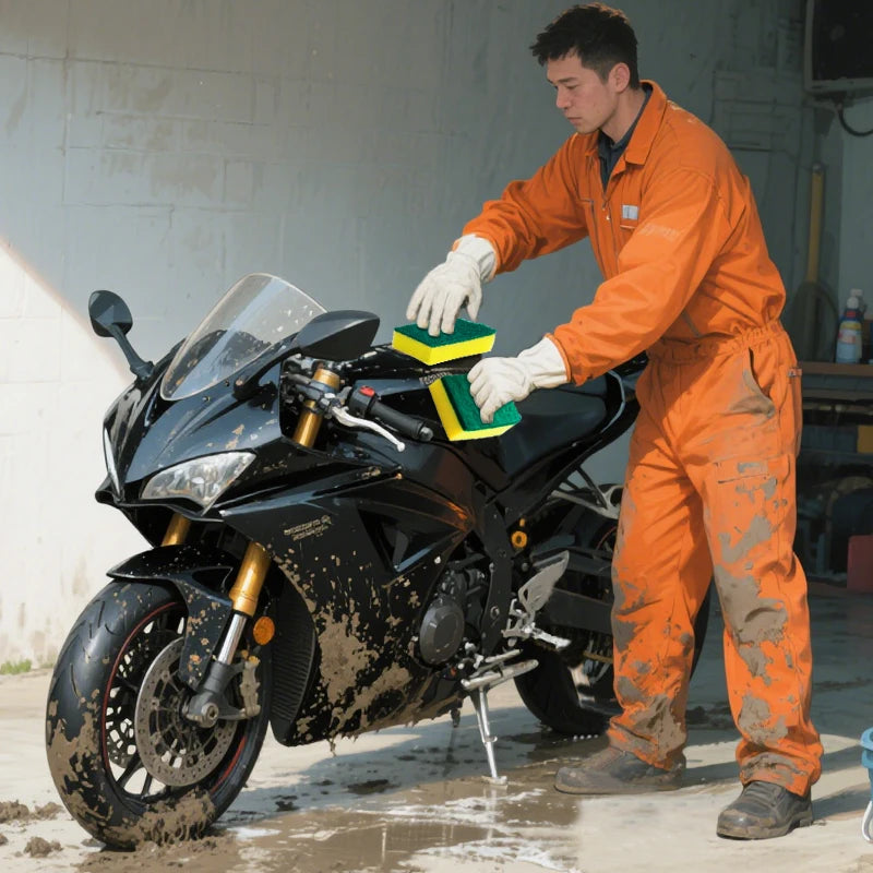 Éponge magique double face - Nettoyage efficace pour moto, cuisine et plus