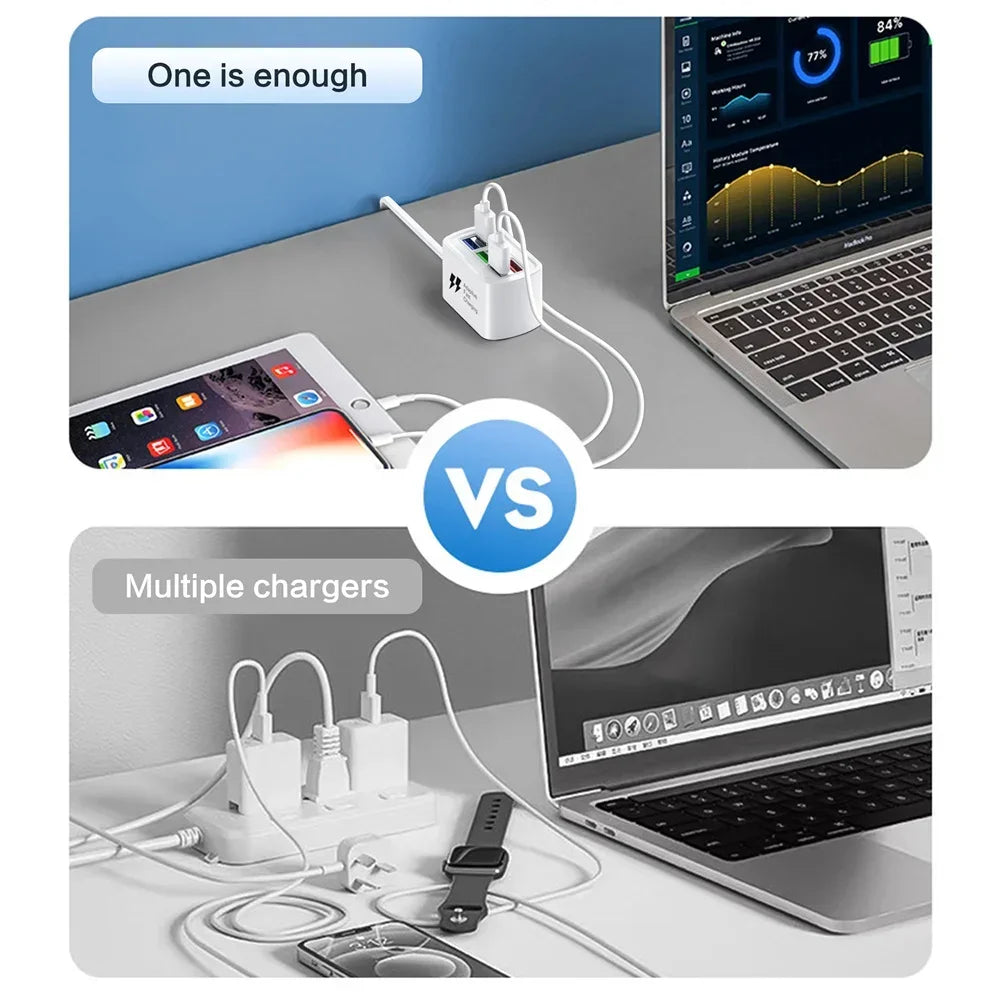 Chargeur USB Rapide 6 en 1 | Multiprise Station Charge Bureau | Adaptateur HUB USB 1m | Compatible iPhone 16