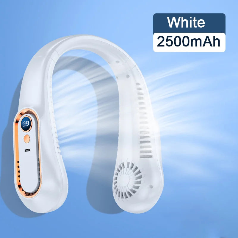 Ventilateur de Cou Suspendu | Affichage Numérique | Sans Lame USB Rechargeable | Mini Refroidisseur Portable