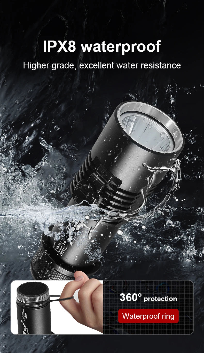 Lampe de poche de plongée XHP70 - Éclairage submersible puissant