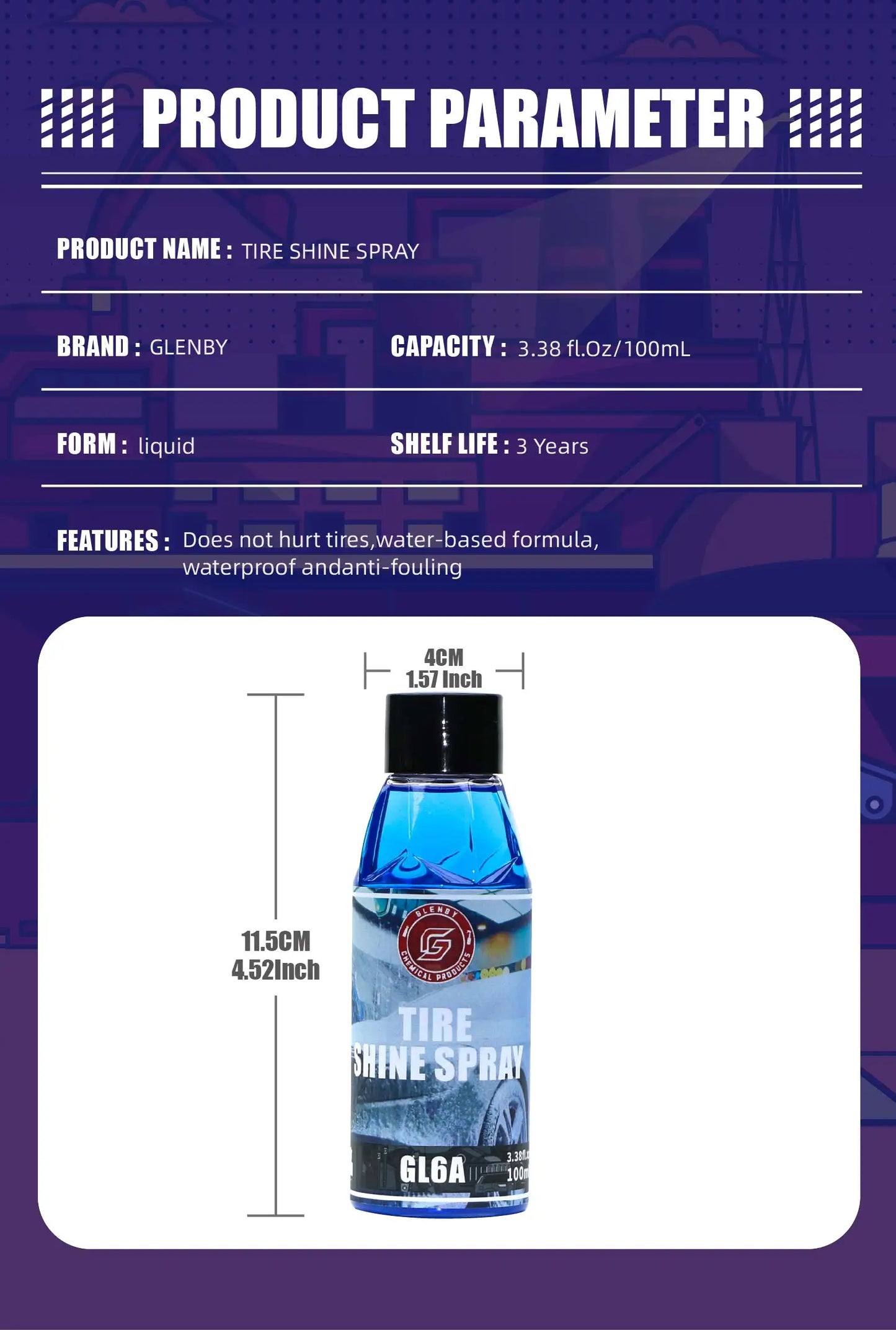 Glenby Support Spécialement Formulé | Brillance Mode | Spray Rapide Noir | Soin Corporel