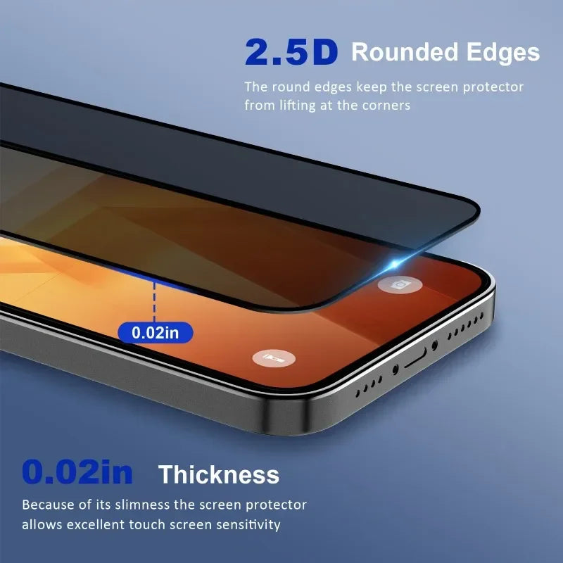 Protection Écran Anti-Espion iPhone 16 15 14 13 12 11 Pro Max - Lot de 5 Verre Trempé