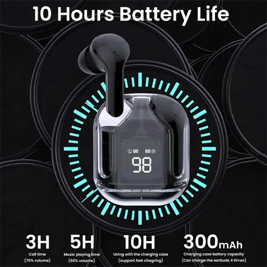 Écouteurs Bluetooth T2 Sans Fil Transparents - HIFI Affichage LED Stéréo