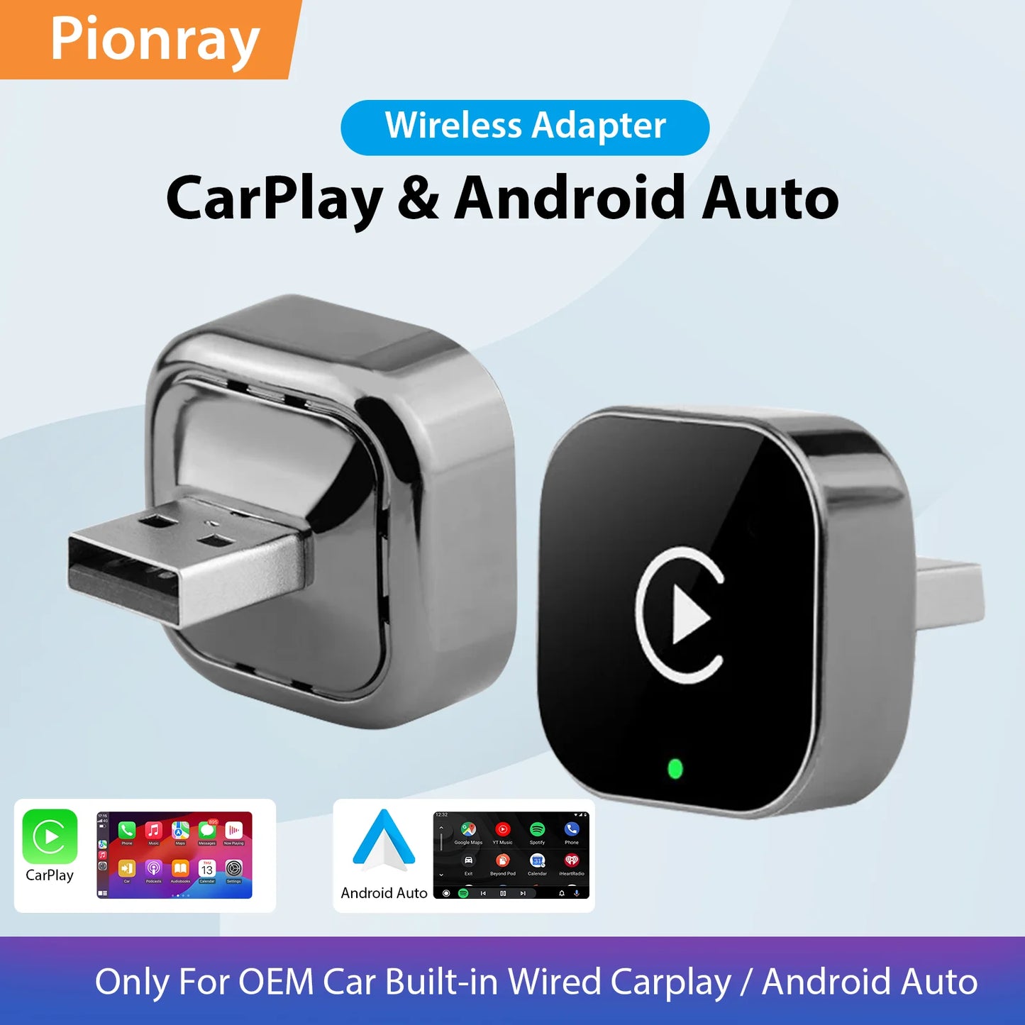 Adaptateur CarPlay Sans Fil 2-en-1 - Android Auto WiFi 5GHz USB-C/USB