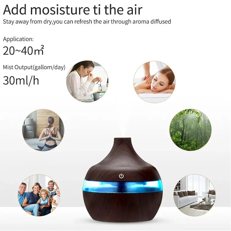 Humidificateur électrique 300ml - Ultrasonique - Aromathérapie
